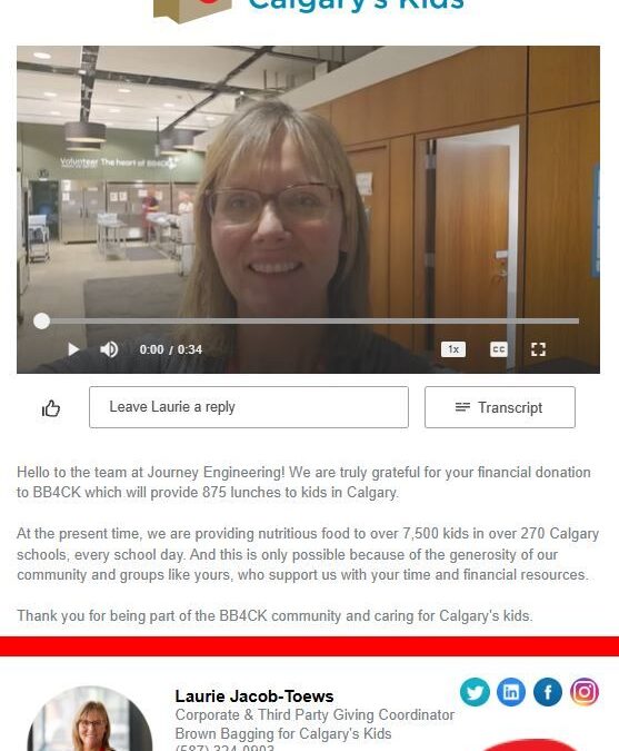 Team Event: Journey’s Contribution to Brown Bagging for Calgary’s Kids
